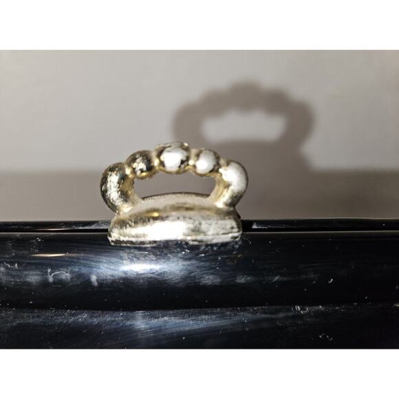 Vintage 1950s 1960's Black Patent Leather Framed Purse Short handle Classy U.S.A - Picture 2 of 13